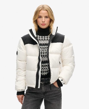 Superdry Women's Sportstyle Code Puffer Jacket White Size: 8