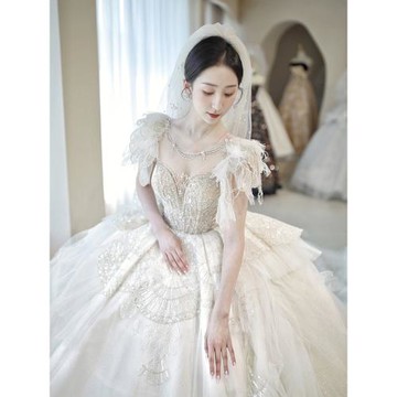 主婚紗2023新款新娘小個子奢華重工宮廷風法式高級質感大拖尾2022