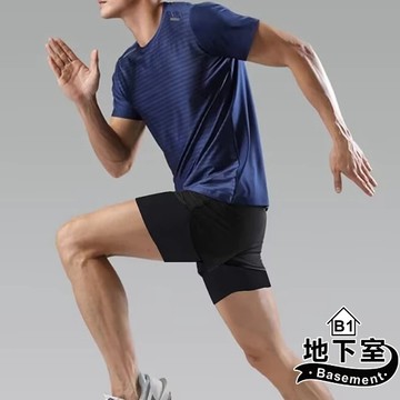 地下室B1-短褲 美式運動褲冰絲速乾沙灘褲 寬鬆 居家 假2件短褲 五分褲 跑步 透氣 大尺碼5XL【NL615094】
