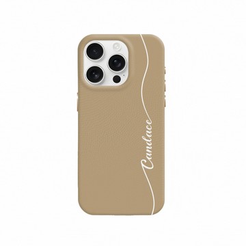 【客製化】手寫連線文字款-荔枝紋皮革iPhone 磁吸全包防摔手機殼 (支援Magsafe)