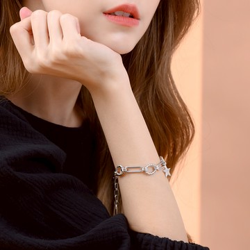 俐落粗鍊條綴星星手鍊(2色)-E20081