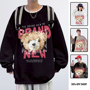 全新的我 只有我能改變人生 小熊泰迪熊 大圖 粗針純棉落肩大學TEE 台灣獨家