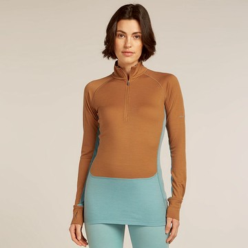 【紐西蘭icebreaker】女 ZoneKnit™ 網眼透氣半開襟長袖上衣-200