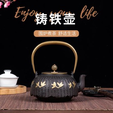 鐵壺圍爐煮茶壺碳火鑄鐵茶壺日式明火燒水壺戶外煮茶爐泡茶用茶具