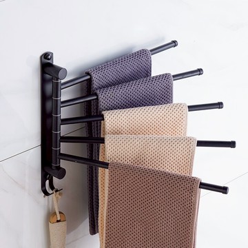 免打孔304不銹鋼旋轉毛巾桿衛生間單桿毛巾架浴室廁所洗澡間壁掛