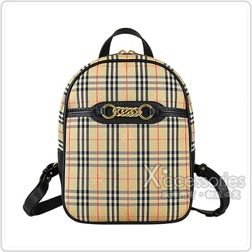 BURBERRY THE LINK 1983年VINTAGE格紋帆布後背包(黑)