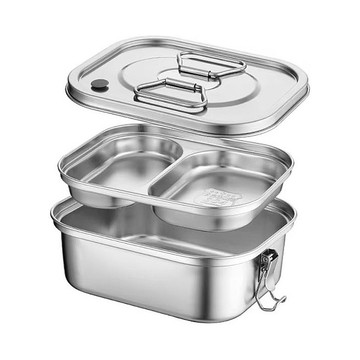 BangJiaShi 幫家適 304不鏽鋼餐盒 雙層 1.5L  兩分格  1個  不鏽鋼 銀色