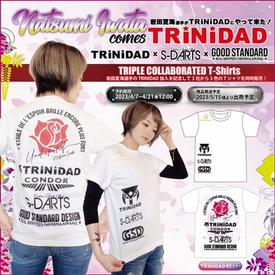 ダーツ GSD Tシャツ 岩田夏海 TRiNiDAD × S-D × GSD × 岩田夏海 選手コラボ Tシャツ ホワイト