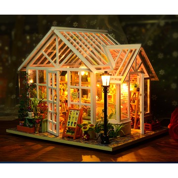 台中現貨 【創彩】索薩花房  防罩 袖珍屋 交換禮物 DIY手作 生日禮物 迷你屋  小屋  DIY小屋娃娃屋