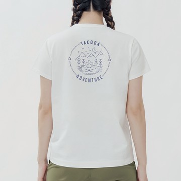 Tipi 女純棉短袖印花系列-露營去 女款 白色