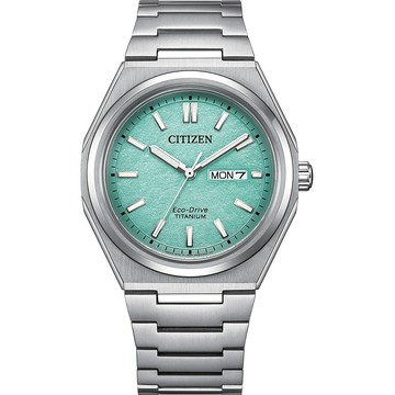 CITIZEN 限量 Zenshin 新鈦度 超級鈦光動能手錶 開學新裝備-湖水綠 AW0130-85M