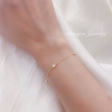 Dragon Jewelry 18k天然真鑽手鍊 10分鑽石3顆共0.30ct