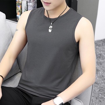 莫代爾無袖t恤背心男生夏季坎肩潮流潮牌寬肩運動籃球健身打底衫
