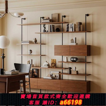 【台灣公司 可開發票】意式極簡書架隔板展示架中古風客廳陳列鐵藝置物架一體式靠墻書柜