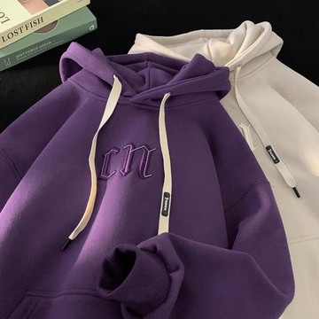 秋冬季連帽衛衣男款初中高中學生大童男裝潮流帥氣寬松帽衫加絨厚