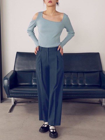 Signature Semi Wide Pants_Ash Blue