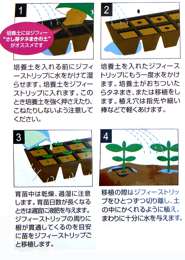 ジフィーストリップ8cm6個連結4枚・そのまま植えられる連結エコポット