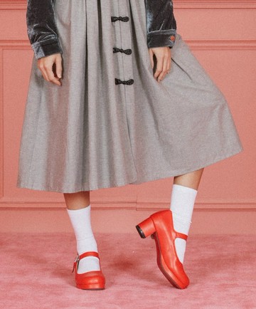 雙層娃娃領中式盤扣連衣裙