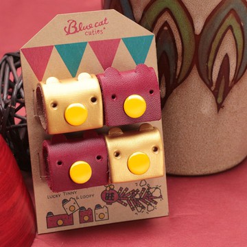 咚咚鏘~ 好幸運Tinny 真皮革手工集線器(四入一組)新年限定