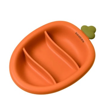 PiYOPiYO 黃色小鴨 鉑金矽膠蘿蔔盤  25 x 17 x 3.5cm  橘色  1個