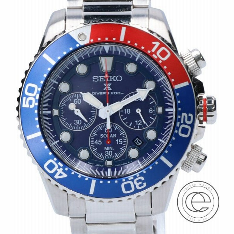 Seiko セイコー 逆輸入モデル Ssc019p1 V175 0ad0 ソーラークロノグラフ ダイバーズ 腕時計 シルバー ブルー レッド メンズ 通販 Lineポイント最大0 5 Get Lineショッピング