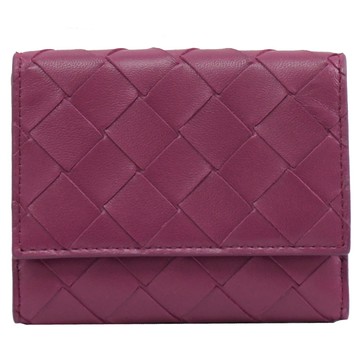 BOTTEGA VENETA 667133 經典編織扣式卡片零錢包.紫紅