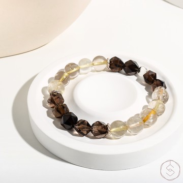 (限量) 相反面 | 金髮晶 茶水晶 S925純銀 | 男款水晶手鍊