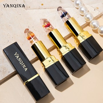 台灣現貨YANQINA花口紅透明果凍變色金箔唇膏溫變口紅不沾杯不掉色唇彩 花瓣鮮花口紅 變色口紅 透明果凍口紅 溫變唇膏