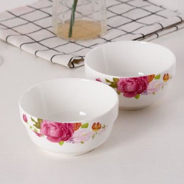 簡愛飯碗家用5英寸碗 中號米飯碗10個陶瓷面碗小湯碗餃子碗保鮮碗