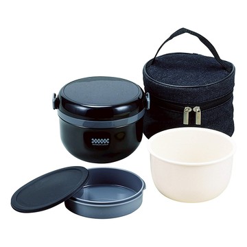 PEARL LIFE 珍珠金屬 保溫蓋飯便當罐  黑色 + 白色  540ml  1個