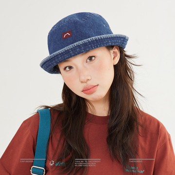 重工水洗牛仔漁夫帽子女春夏遮陽顯瘦休閒盆帽百搭帽子潮秋季新款
