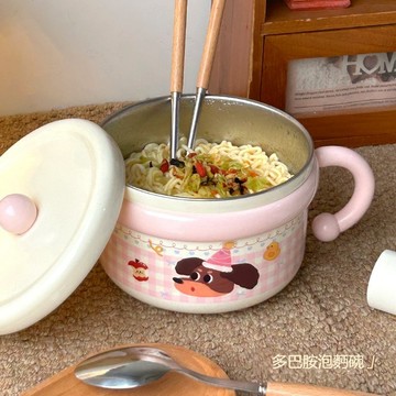 〖 𝑽𝒊𝒗𝒂 𝑯𝒐𝒎𝒆 〗多巴胺泡麵碗 不鏽鋼泡麵碗 飯碗 湯碗 附蓋 大容量 拉麵碗 便當碗 隔熱碗 手把碗 泡麵碗