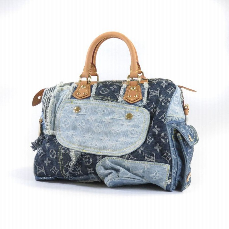 LOUIS VUITTON プリーティ モノグラムデニム ハンドバッグ