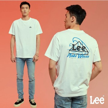 Lee 寬鬆前後三角LOGO短袖T恤 男 白色 LB402005K14