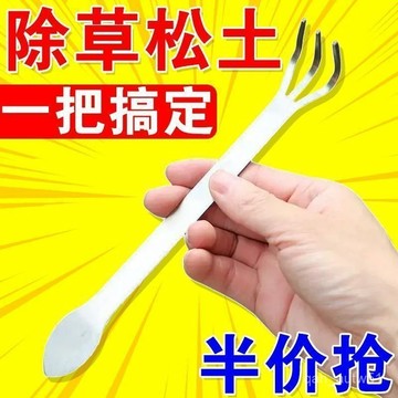 🔥臺灣出貨🔥新款盆景耙子家用不銹鋼手耙雙頭壓土刀摘芽手工盆景製作工具鬆土hhfoof