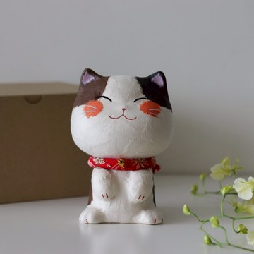 【Yourtableware】Line禮物獨家 摩羯座生日快樂 日本 Ryukodo龍虎堂 幸福 多良福貓 三花貓 13cm 和紙擺飾