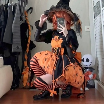 ✨MIMI 🎃萬聖節服裝穿搭 過膝襪條紋 朋克風萬聖節過膝襪條紋黑橙辣妹網紅ins風個性日系百搭長筒襪jk少女