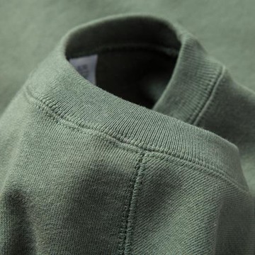 460g重磅青苔綠 綠色系純棉圓領寬松插肩袖薄絨衛衣套頭上衣男女