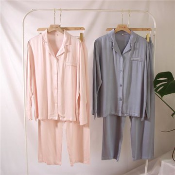 高品貢緞棉綢 細膩柔軟百搭純色 男士女士情侶長袖褲家居服睡衣套