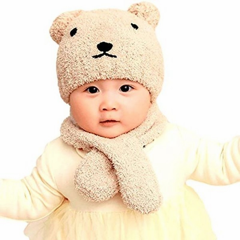 ミャオッティ ベビーニット帽子 マフラー 2点セット くま 赤ちゃん 新生児 冬 耳付き 防寒対策 0 2歳 フリーサイズ ベージュ 通販 Lineポイント最大0 5 Get Lineショッピング