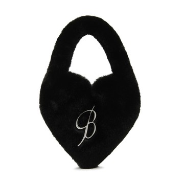 Blumarine - Black Faux Fur Heart Shape Tote Bag