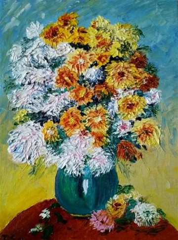 菊花 油畫 24x18 公分