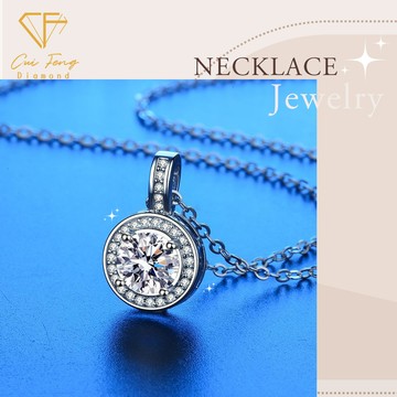 【CF鑽飾】項鍊 莫桑鑽《微鑲圓包》1克拉 鑽墜