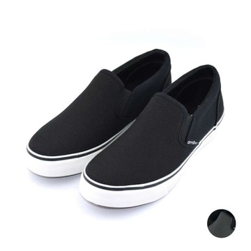 ARRIBA艾樂跑男鞋-素色布面百搭懶人鞋-黑/灰(AB9033)