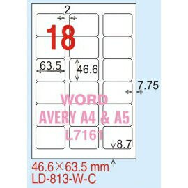 【龍德】LD-813(圓角) 雷射、影印專用標籤-螢光五色 46.6x63.5mm 20大張/包【APP滿額下單4%點數(單一帳號最高1500點)】5/31止