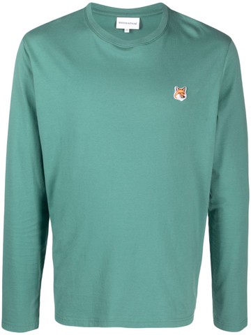 Maison Kitsuné - logo-appliqué cotton T-shirt - men - Cotton - XL - Green