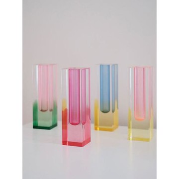 ins亞克力花瓶方柱彩色擺件磨砂水晶玻璃客廳花器插花水培簡約