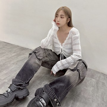 IN SHOP 抽繩挖洞針織上衣-共4色【KT224651】