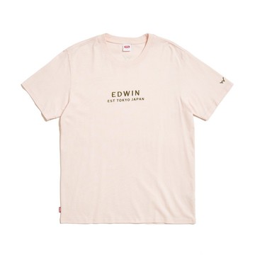 EDWIN 男款 簡約刺繡印花短袖T恤 (淡粉紅) #上衣