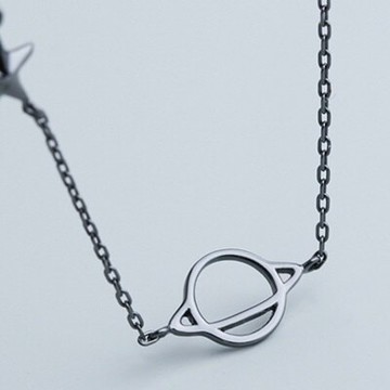 925純銀項鍊星球吊墜-日韓簡約宇宙行星女配件73qr55【獨家進口】【米蘭精品】